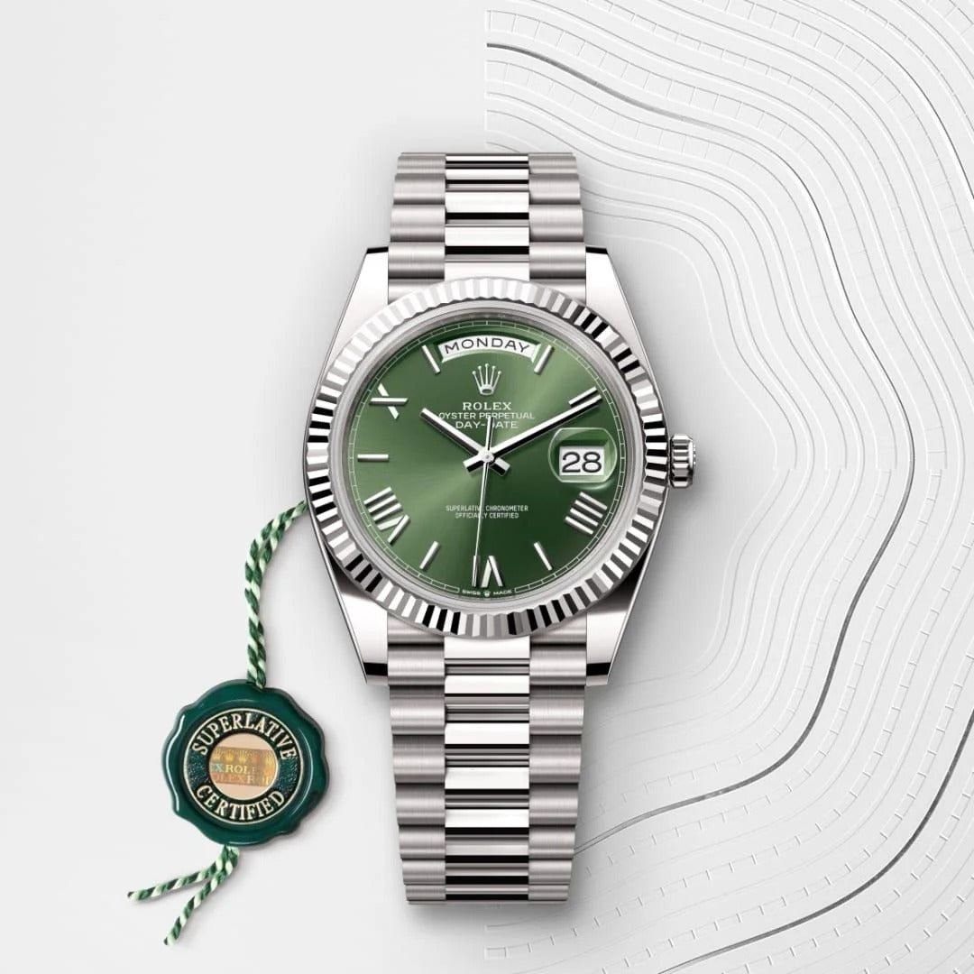 Rolex Day-Date 40 Oyster, 40 mm, white gold Green