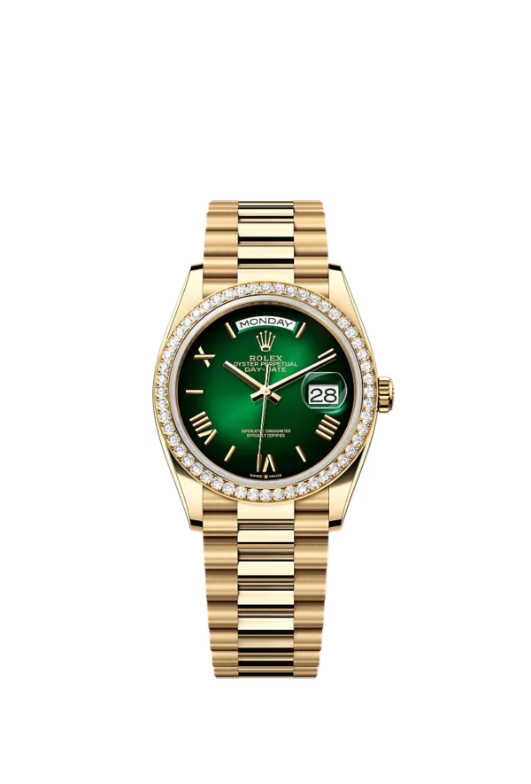Men’s Rolex Day-Date Automatic Watch – Green Ombré Diamond Dial