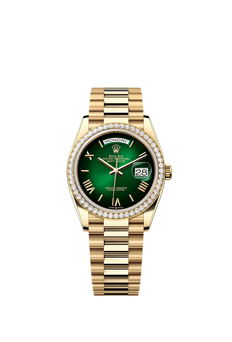 Men’s Rolex Day-Date Automatic Watch – Green Ombré Diamond Dial